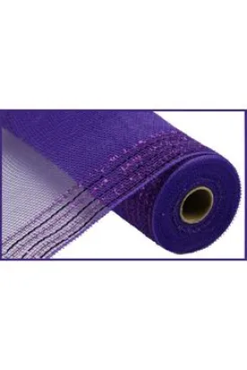 10.5" Border Stripe Tinsel Mesh Ribbon: Purple (10 Yards)