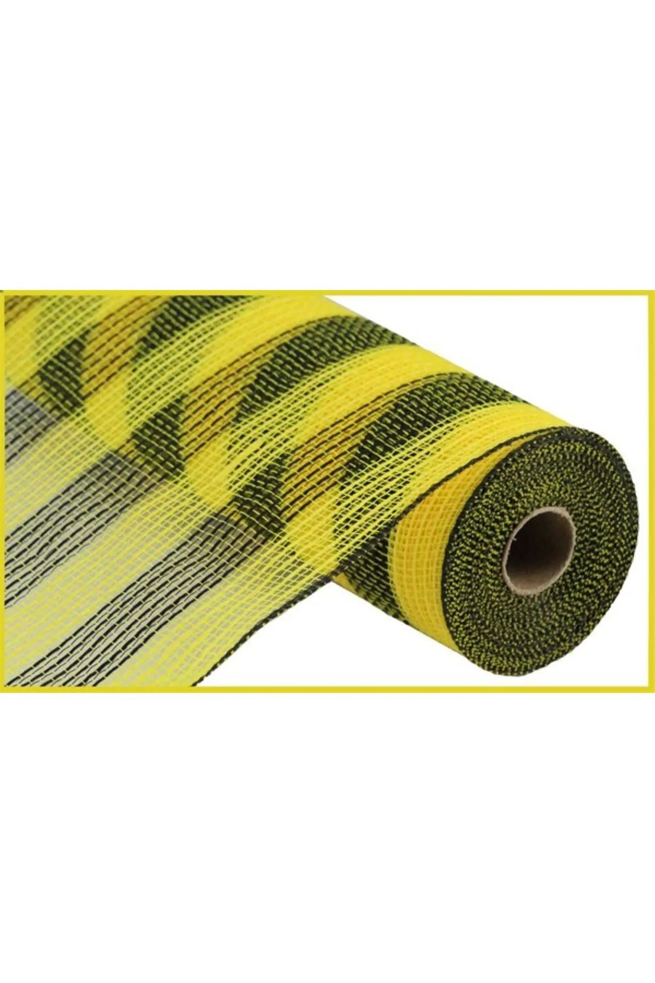 10.5" Faux Jute Striped Mesh Ribbon: Yellow & Black (10 Yards)