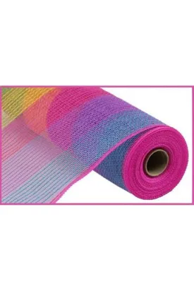 10.5" Faux Jute Wide Stripe Mesh Ribbon: Hot Pink, Lavender, Green, Yellow, Turquoise (10 Yards)