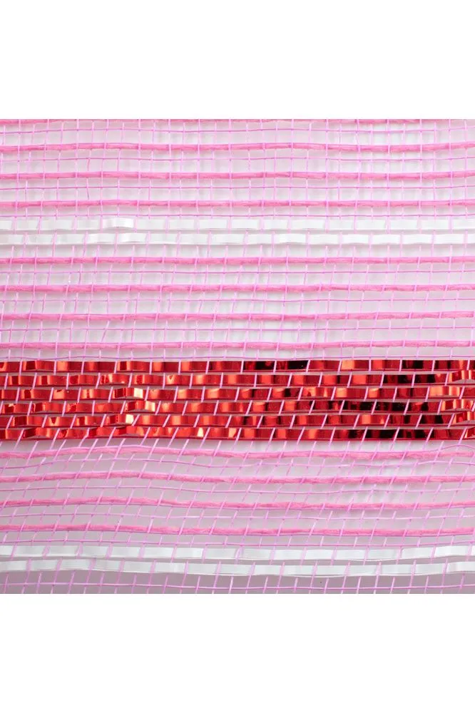 10.5" Poly Faux Jute Metallic Mesh Ribbon: Pink/Red (10 Yards)