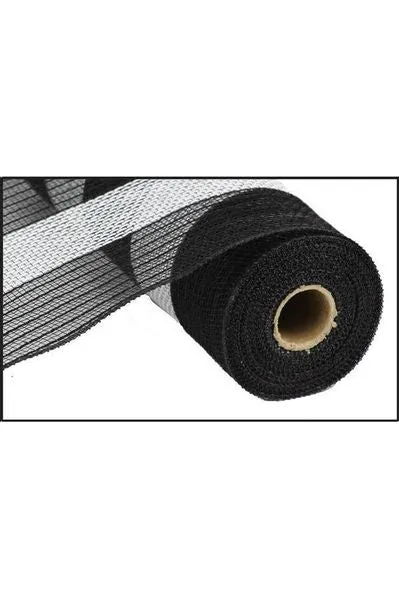 10.5" Poly Jute Deco Mesh Ribbon: Black & White (10 Yards)