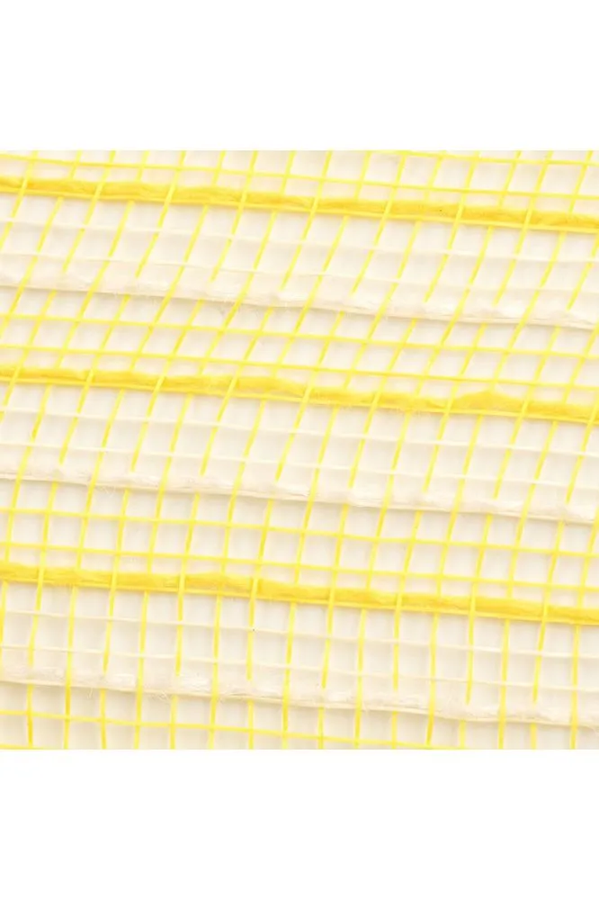 10.5" Poly Jute Deco Mesh Ribbon: Yellow & Cream