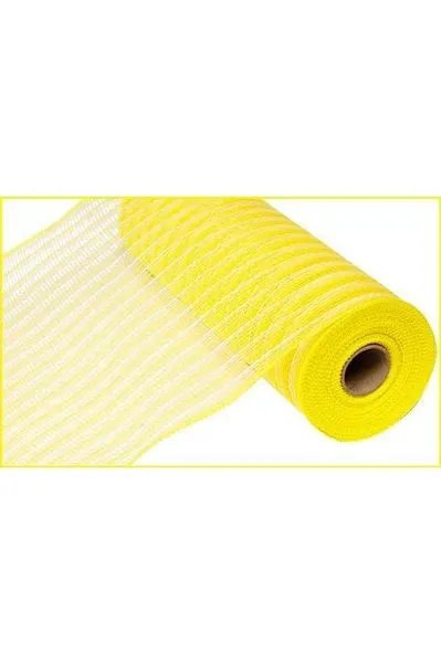 10.5" Poly Jute Deco Mesh Ribbon: Yellow & Cream