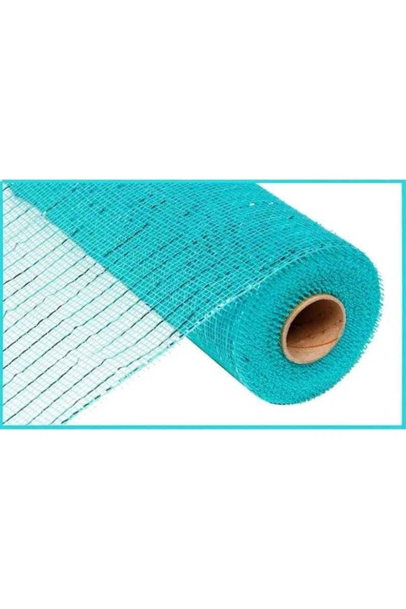 10" Metallic Aqua Dark Turquoise Foil Mesh Ribbon