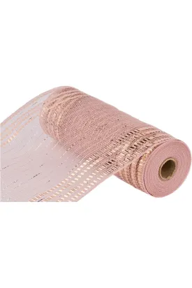 10" Metallic Foil Border Mesh Ribbon: Rose Gold (10 Yards)