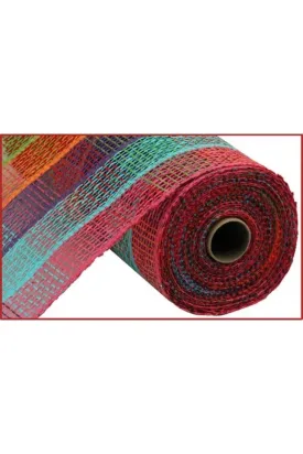 10" Poly Burlap Check Plaid Mesh Ribbon: Fuchsia, Turquoise, Purple, Orange, Green, Red