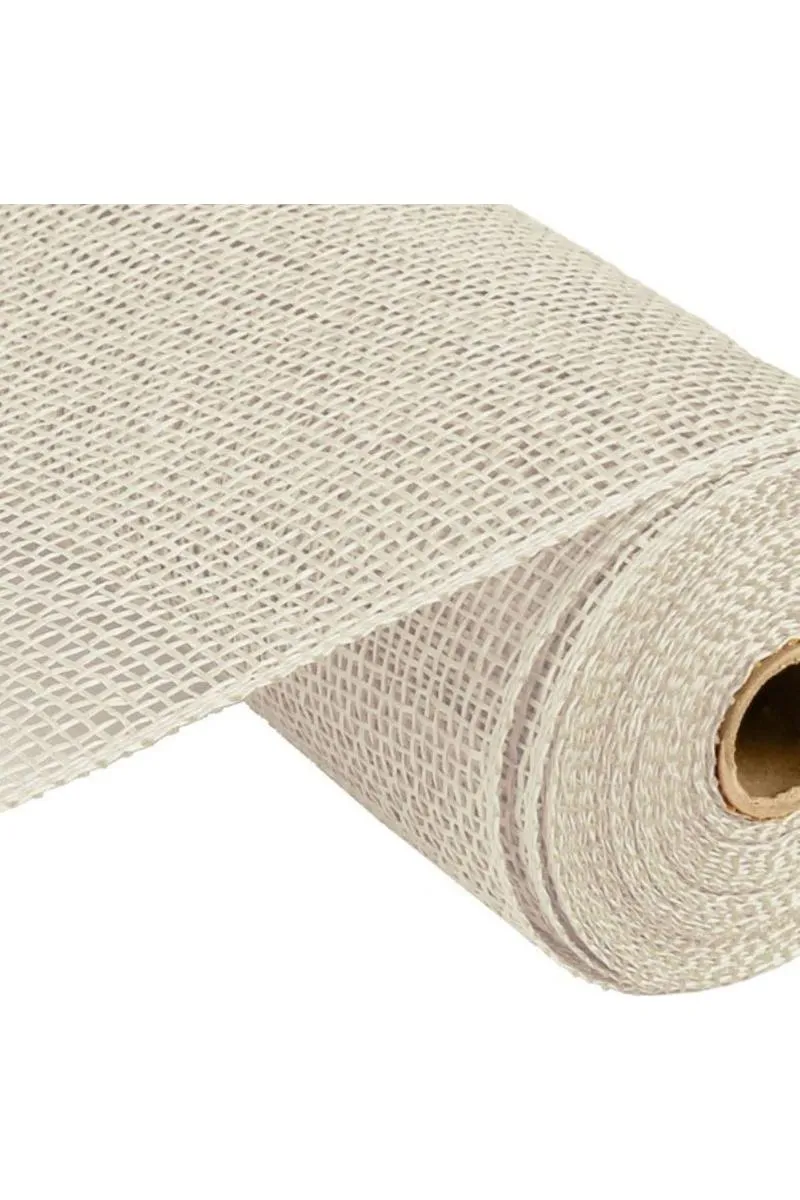 10" Poly Burlap Mesh ribbon: Cream