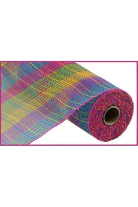 10" Small Check Fabric Mesh Ribbon: Hot Pink, Green, Yellow, Lavender, Turquoise