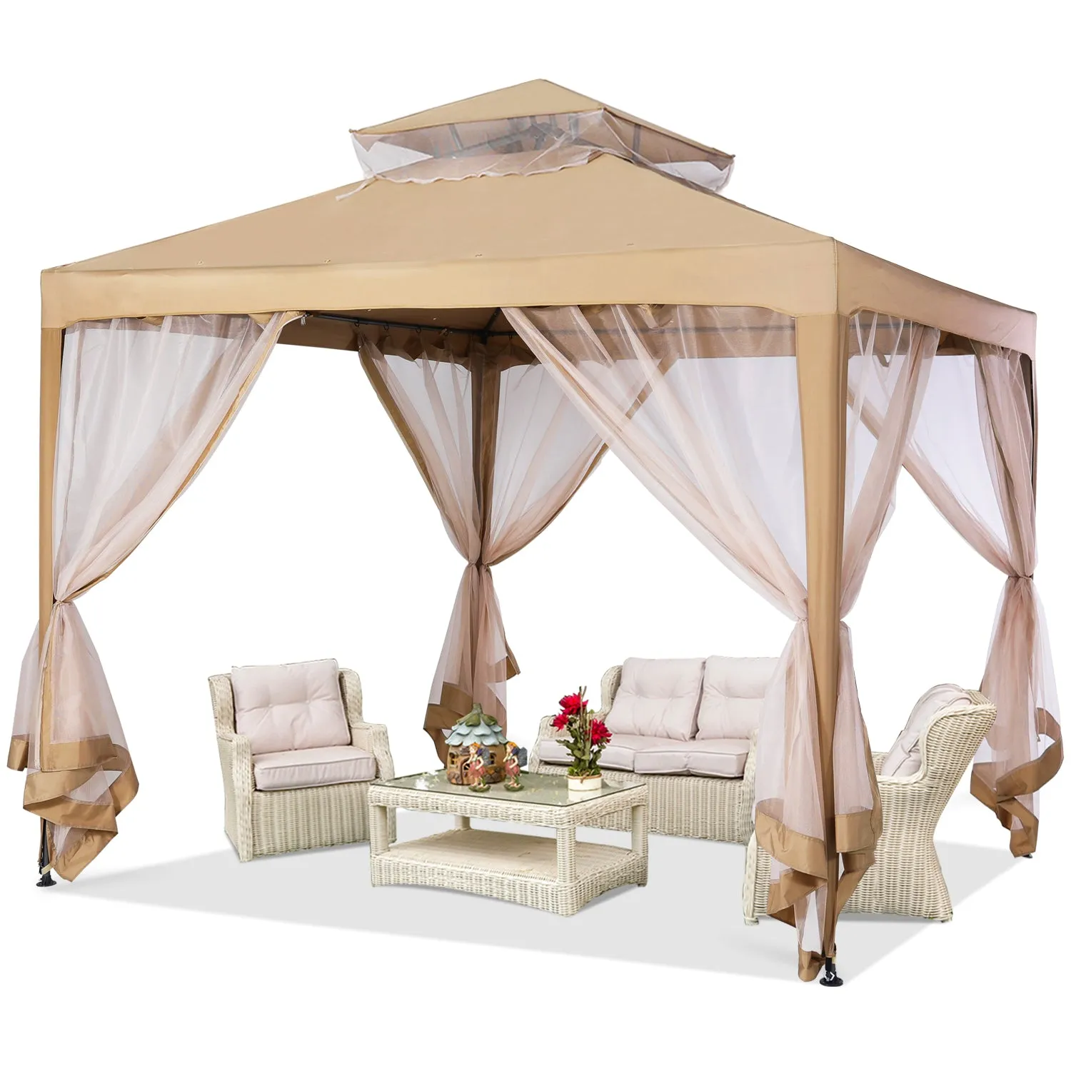 10x10 Outdoor Patio Pop up Gazebo with Netting Walls