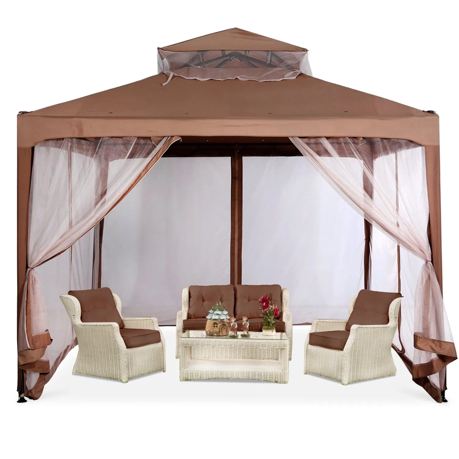 10x10 Outdoor Patio Pop up Gazebo with Netting Walls