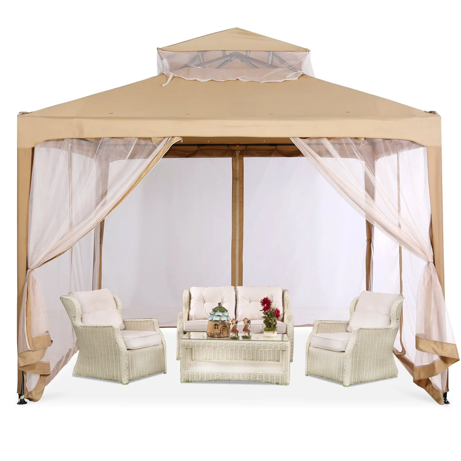 10x10 Outdoor Patio Pop up Gazebo with Netting Walls