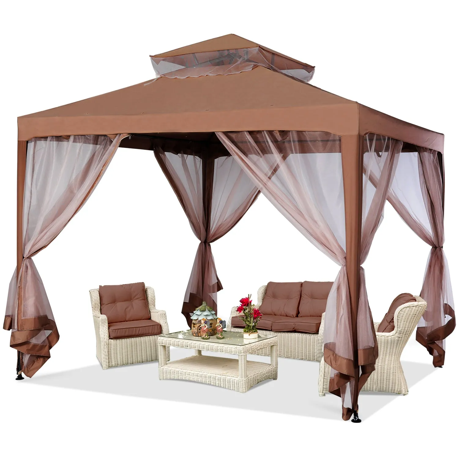 10x10 Outdoor Patio Pop up Gazebo with Netting Walls