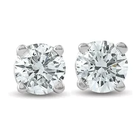 1/4 ct Diamond Stud Earrings Solid 14K White Gold