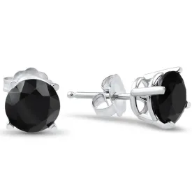 14k White Gold 2ct Round Cut Treated Black Diamond Studs