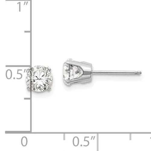 14KT GOLD 1.20 CTW ROUND WHITE TOPAZ STUD EARRINGS