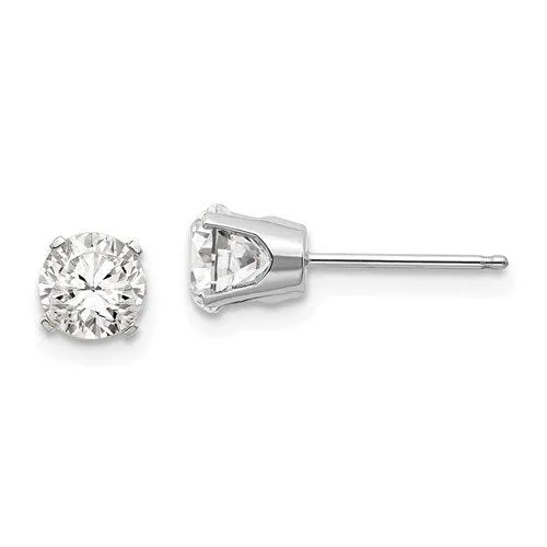 14KT GOLD 1.20 CTW ROUND WHITE TOPAZ STUD EARRINGS