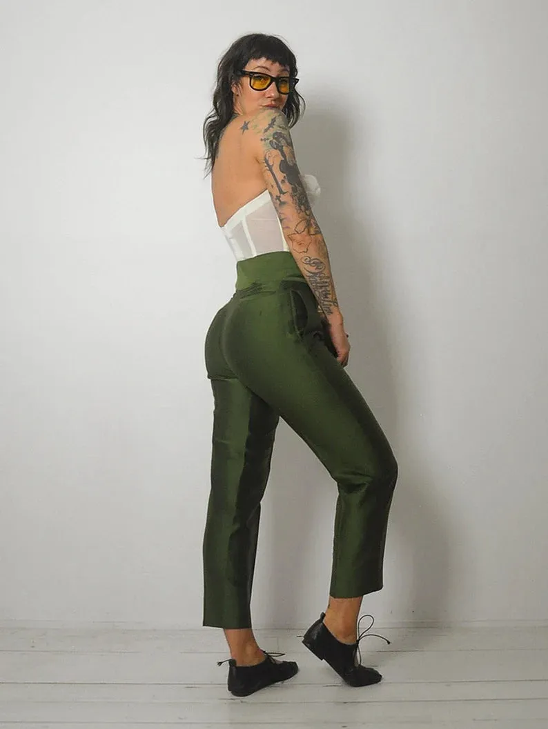 1950's Green Silk Cigarette Pants