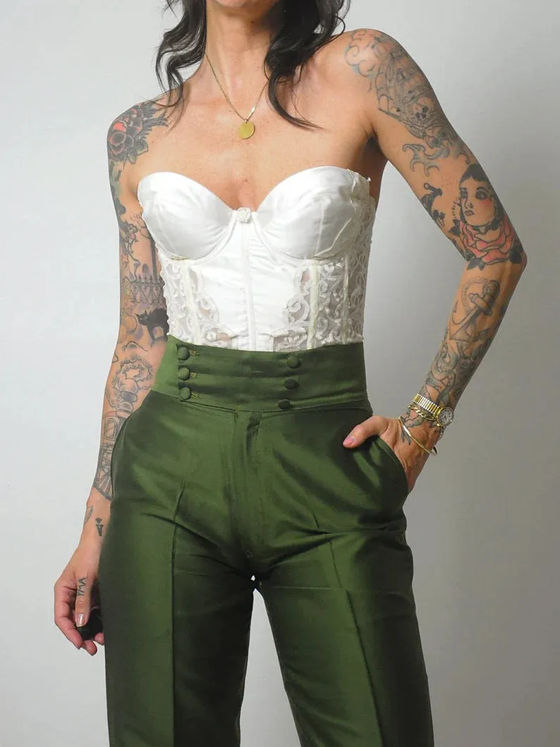 1950's Green Silk Cigarette Pants