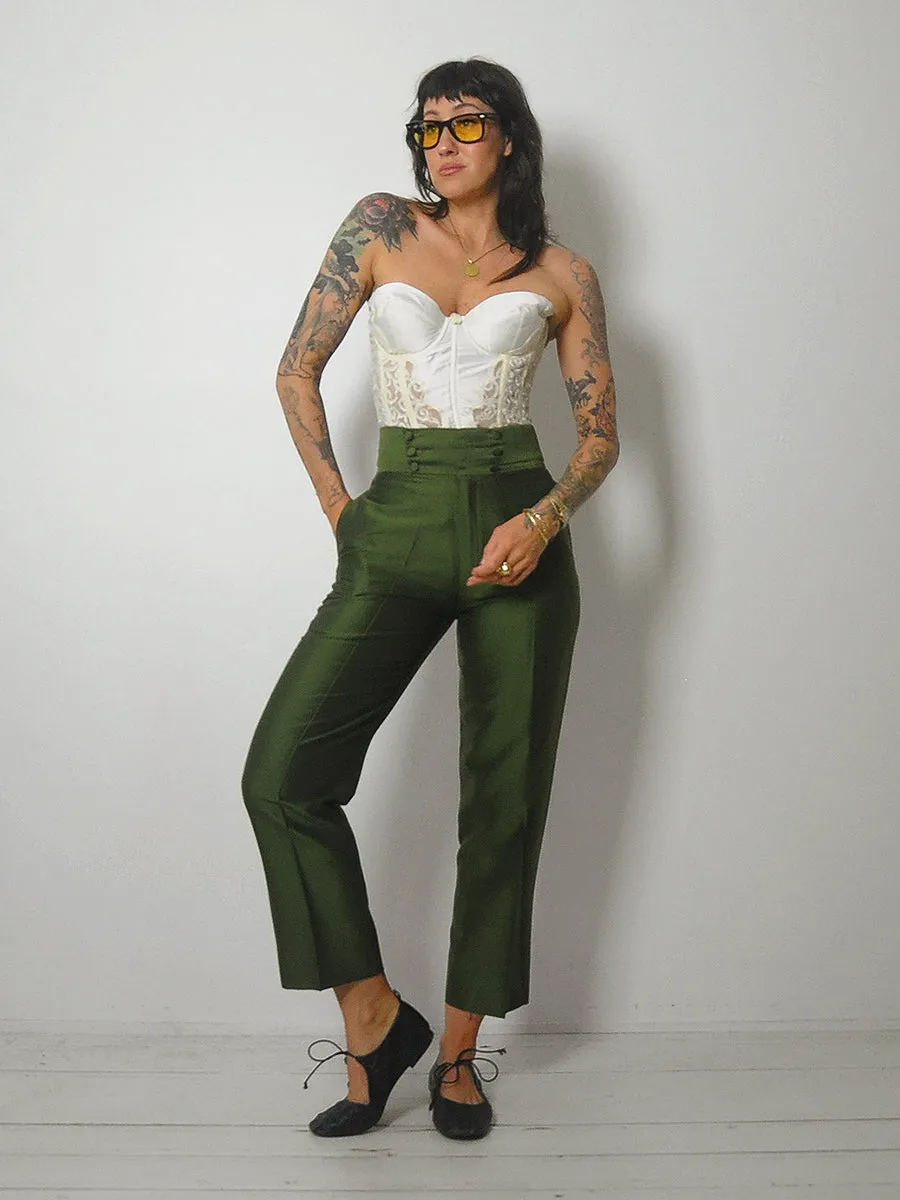 1950's Green Silk Cigarette Pants