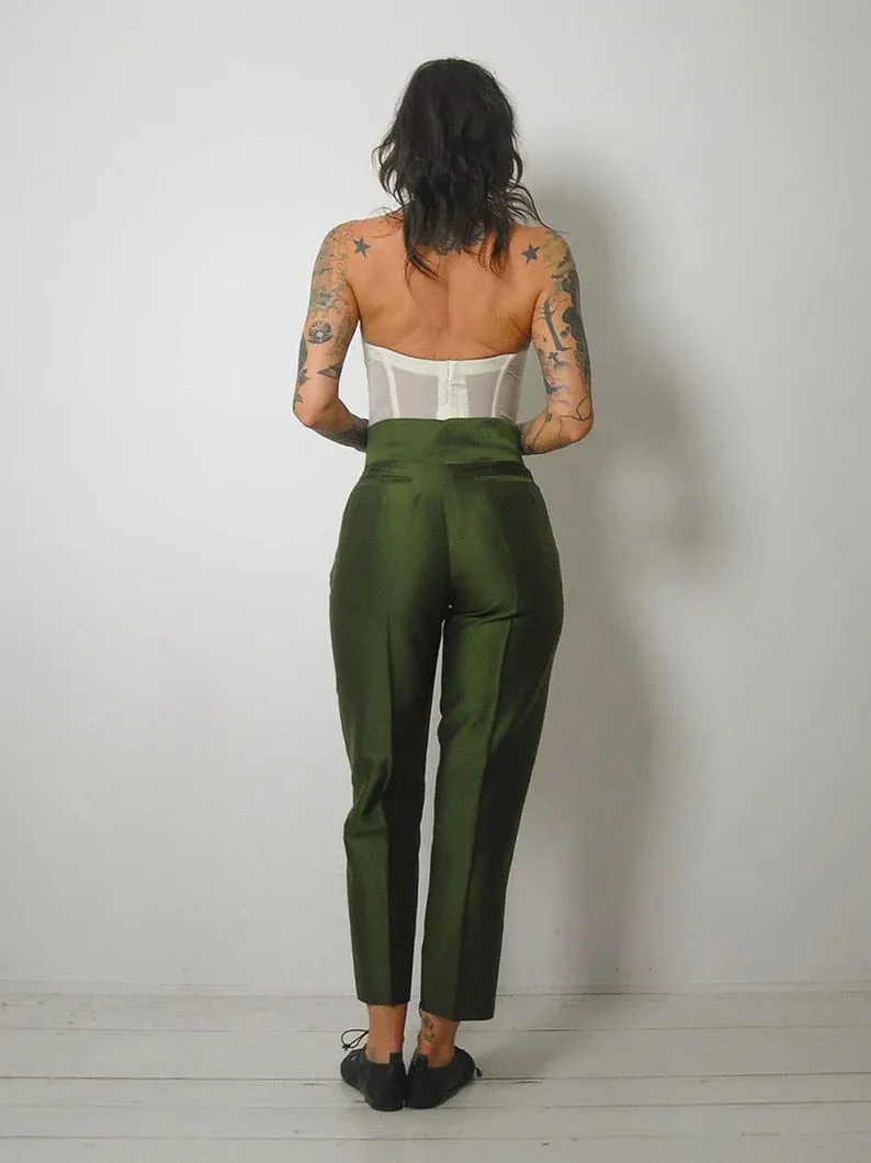 1950's Green Silk Cigarette Pants