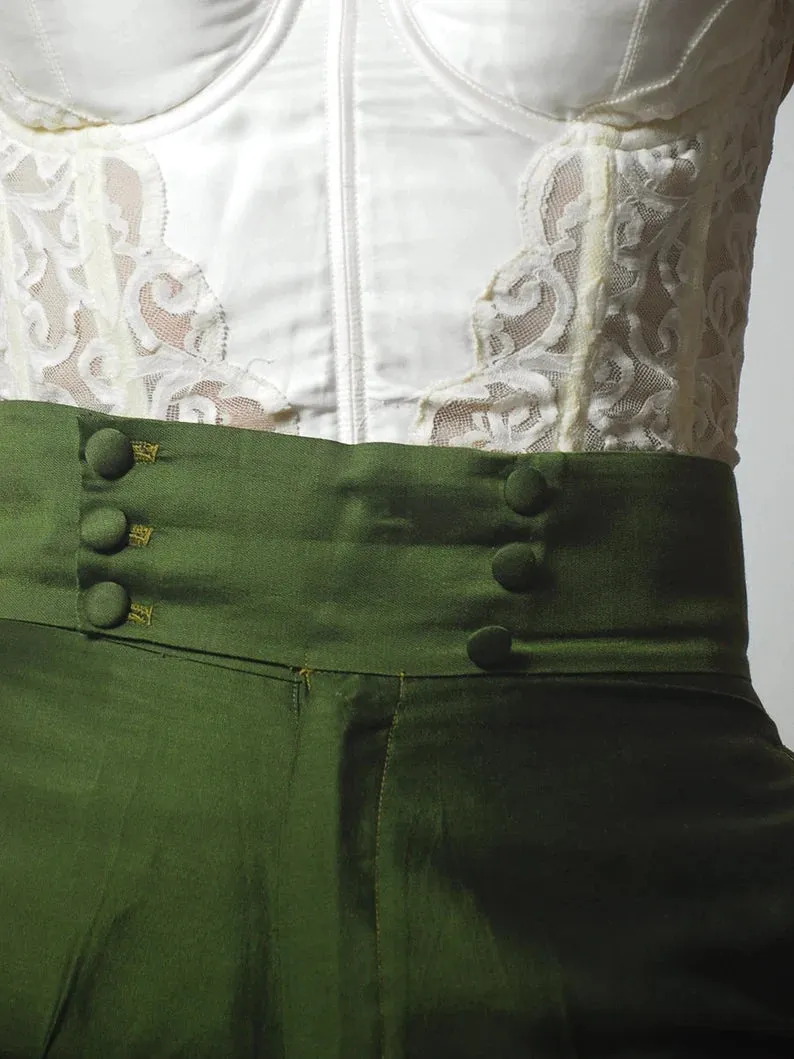 1950's Green Silk Cigarette Pants