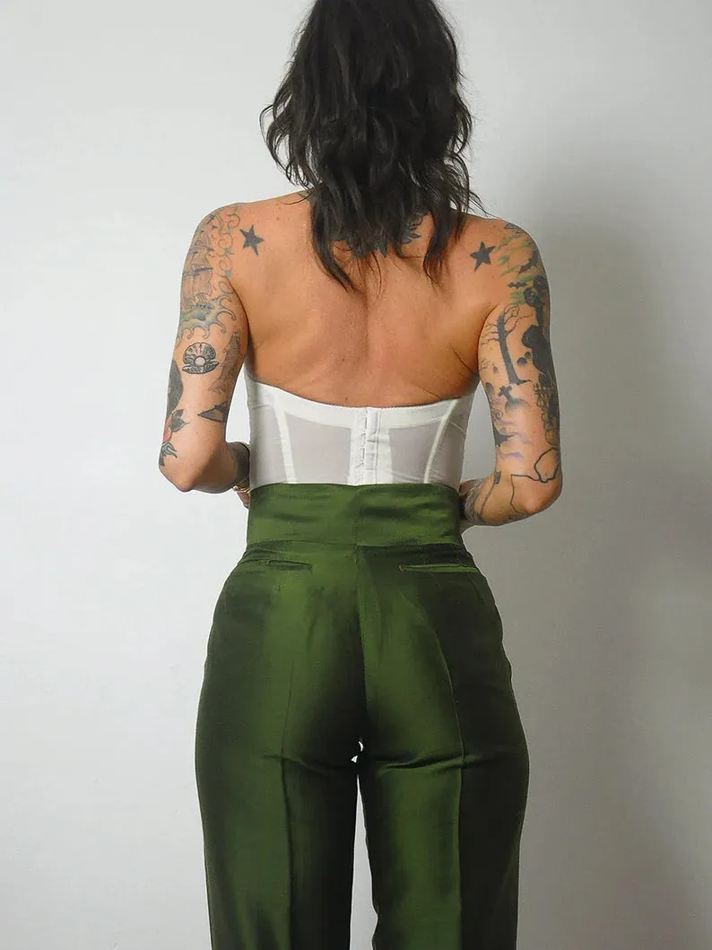 1950's Green Silk Cigarette Pants