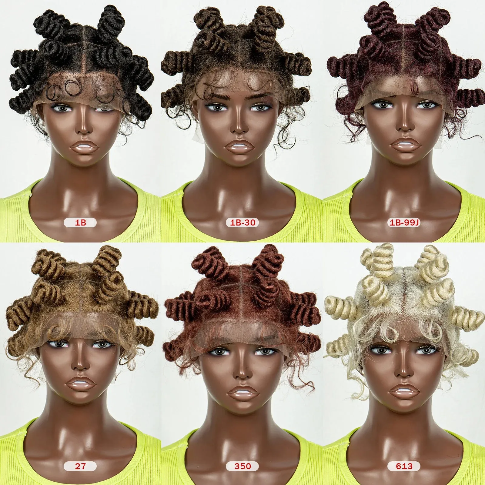 350 Color Knotless Full Lace Handmade Bantu Braided Wigs With Baby Hair