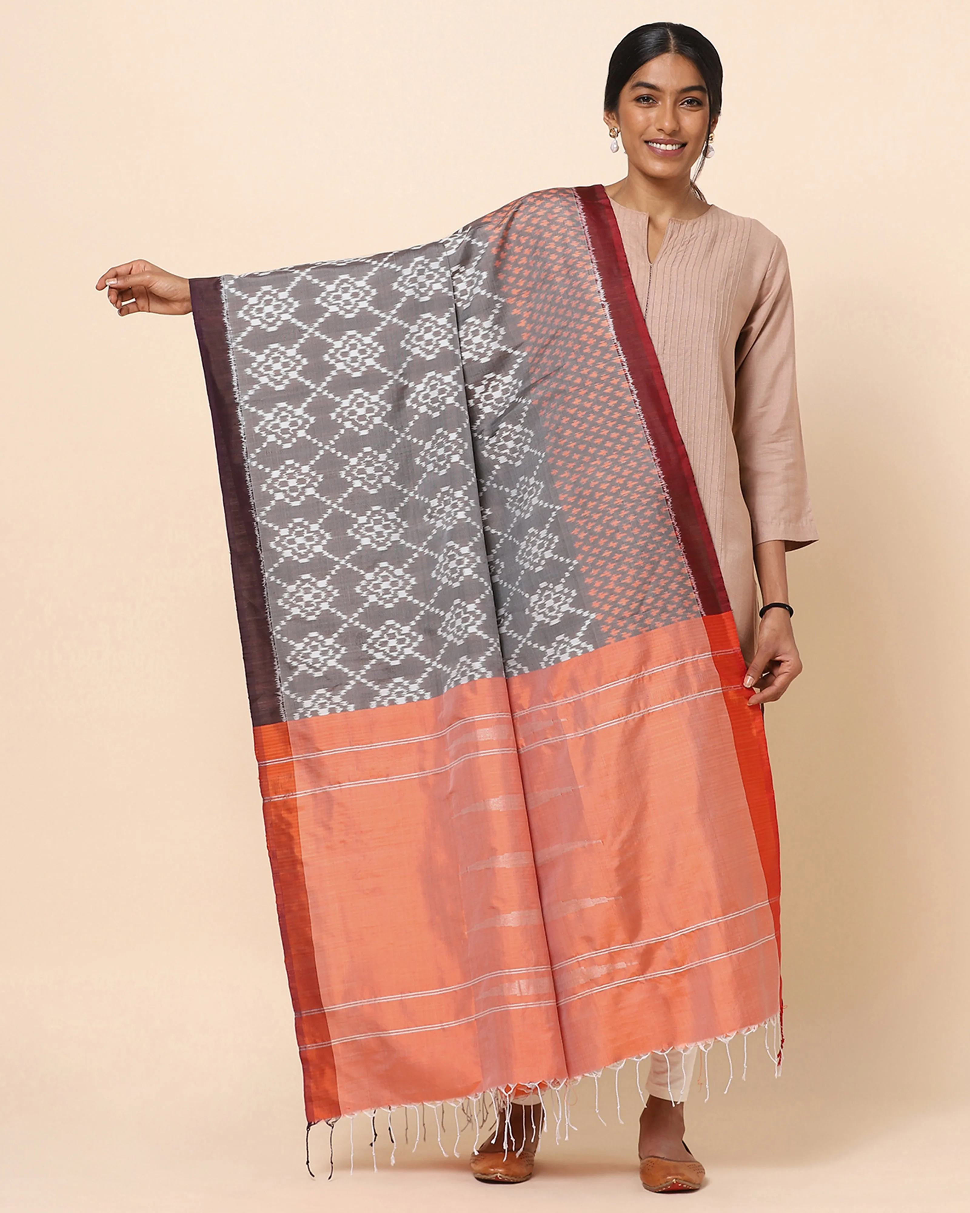 Aayu Weft Ikat Silk Dupatta