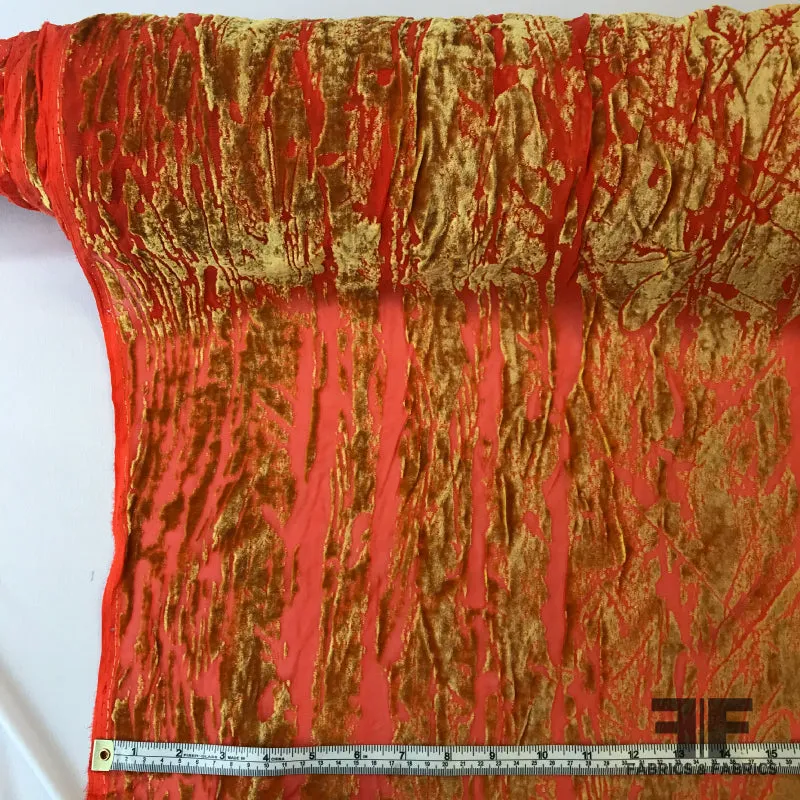 Abstract Burnout Velvet - Orange/Yellow Gold