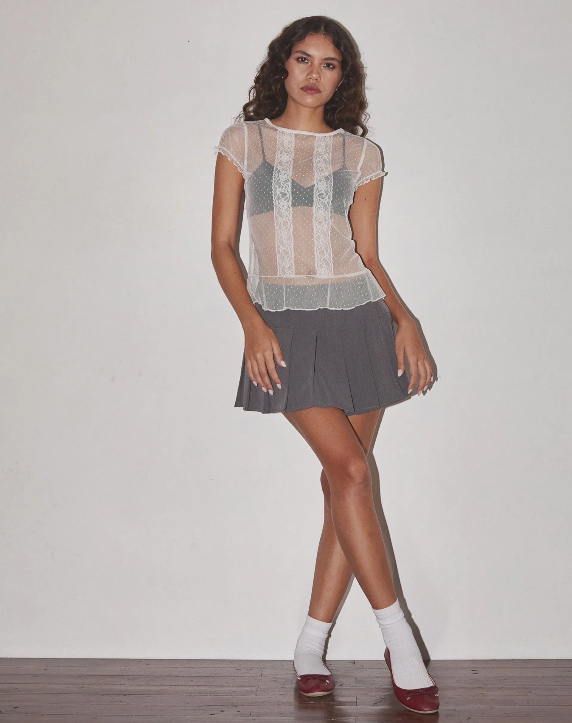 Amrita Unlined Top in Dobby Mesh Cream