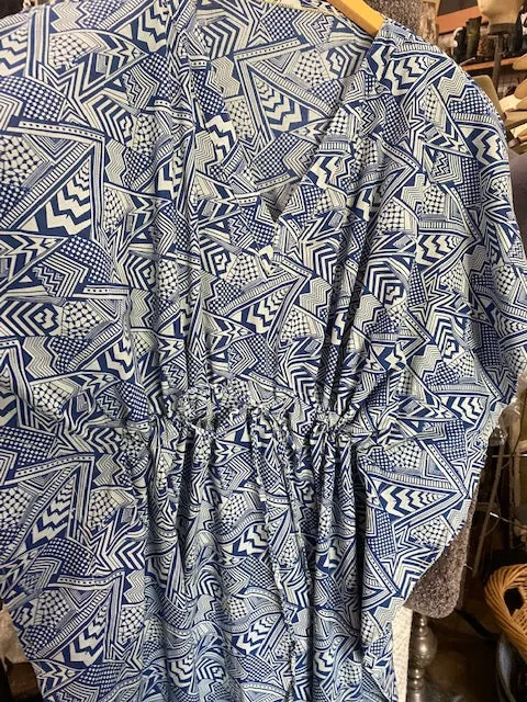 Batik Blue Cotton Caftan