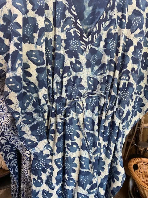 Batik Blue Cotton Caftan