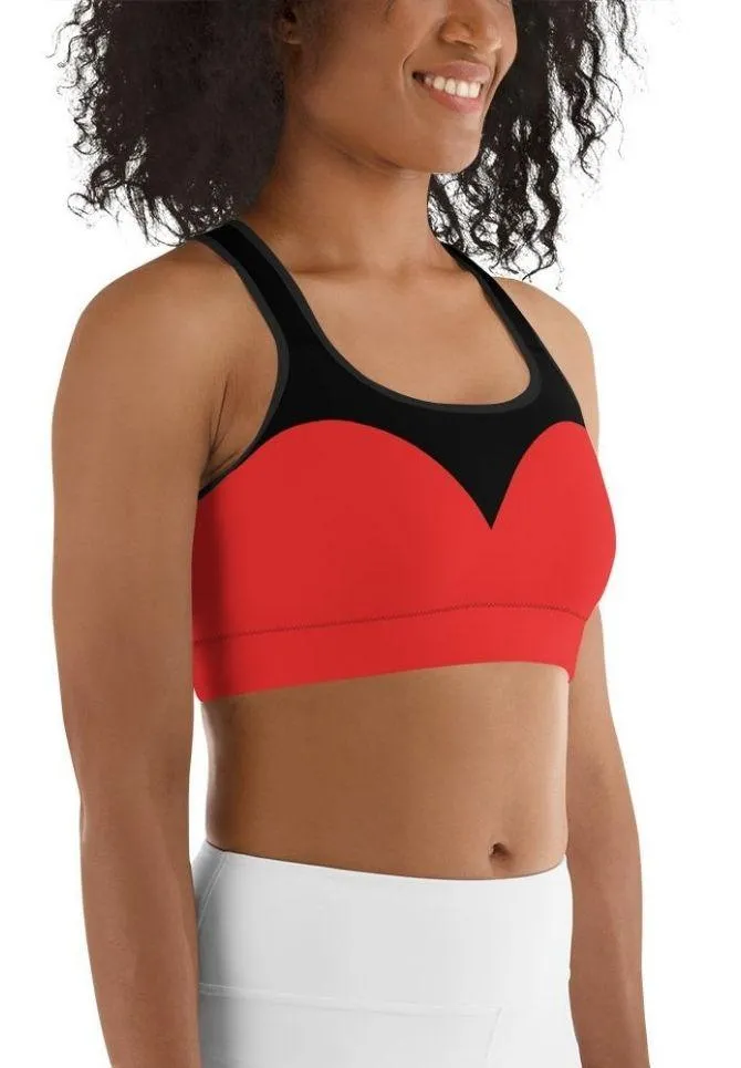 Black & Red Heart Shaped Sports Bra