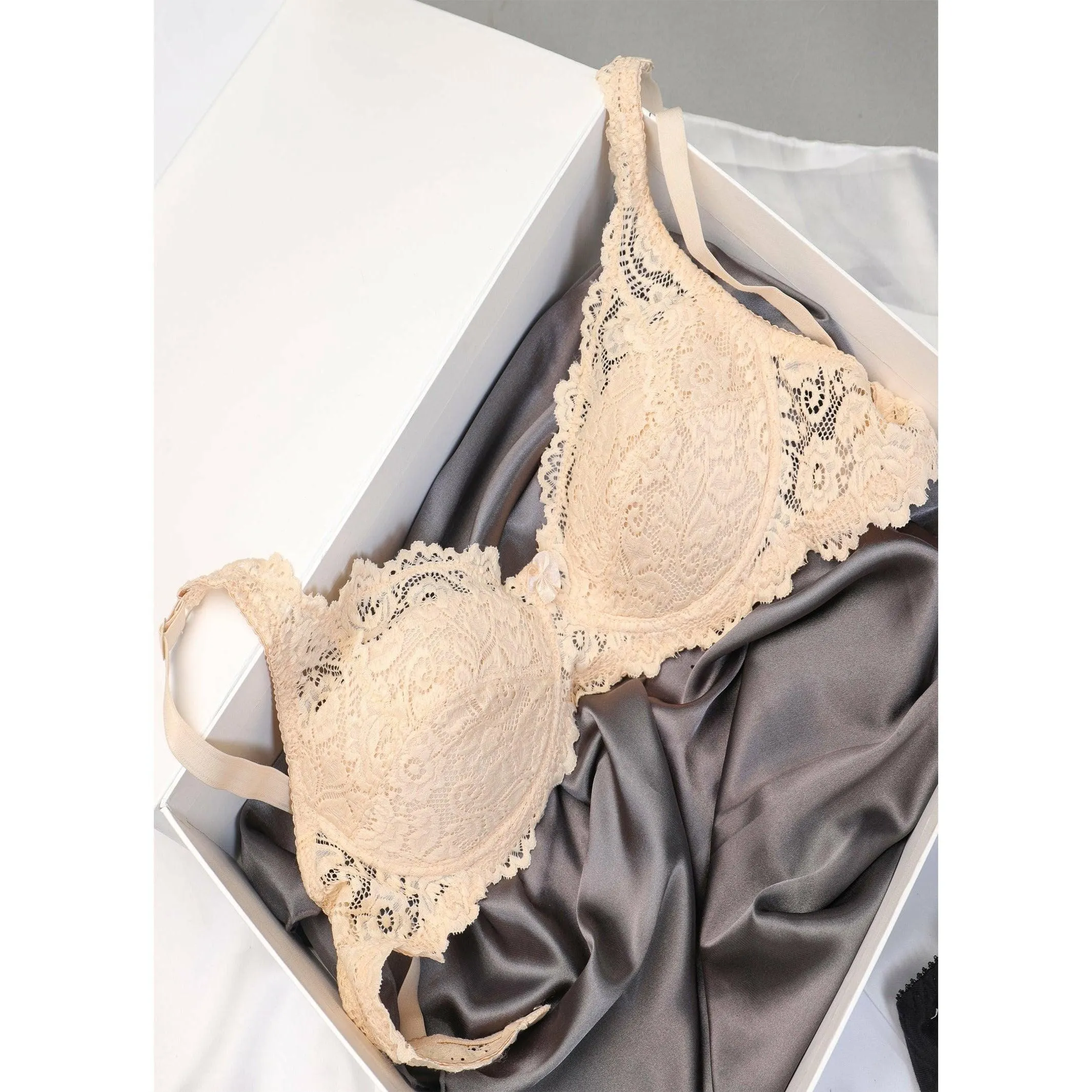 Broom Light Padded European Lace Bra