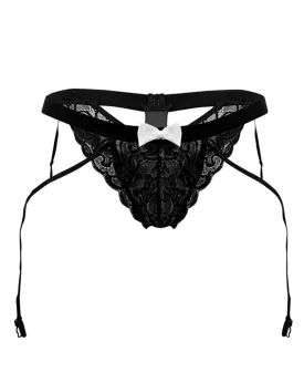 Candyman 99679 Lace Garter Briefs Black