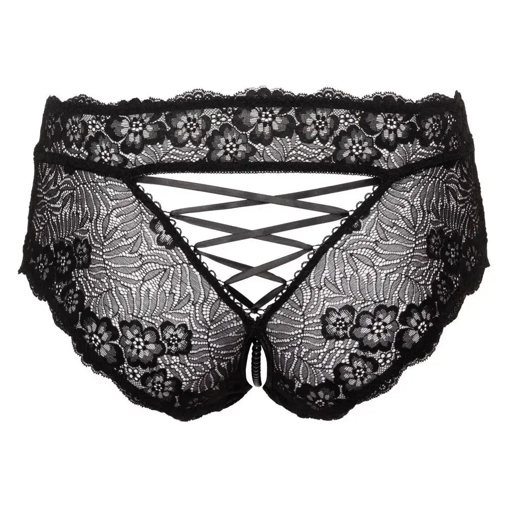 Cottelli Sexy Black Curves Panties with Pearl Chain