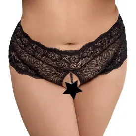 Cottelli Sexy Black Curves Panties with Pearl Chain