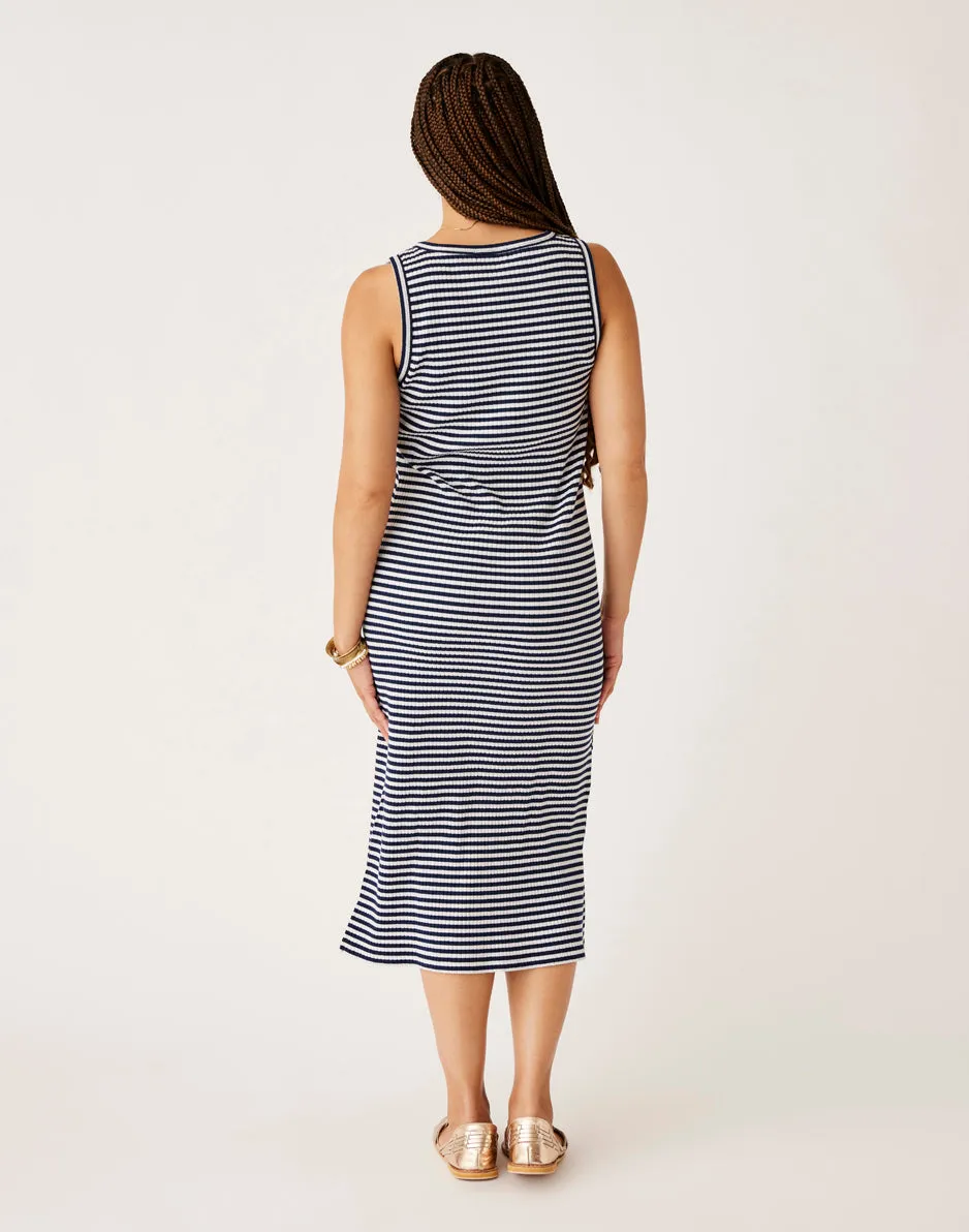 Elodie Rib Dress: Navy Stripe