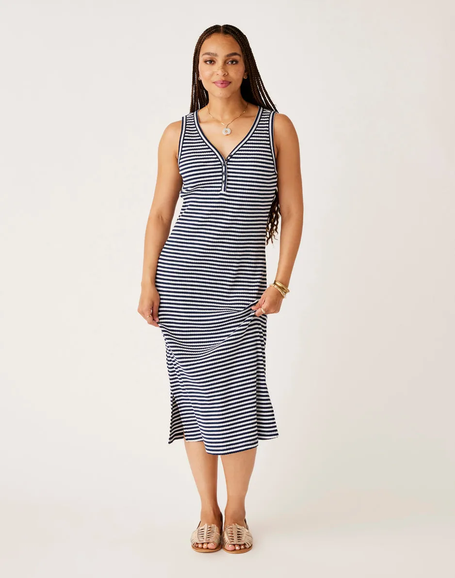 Elodie Rib Dress: Navy Stripe