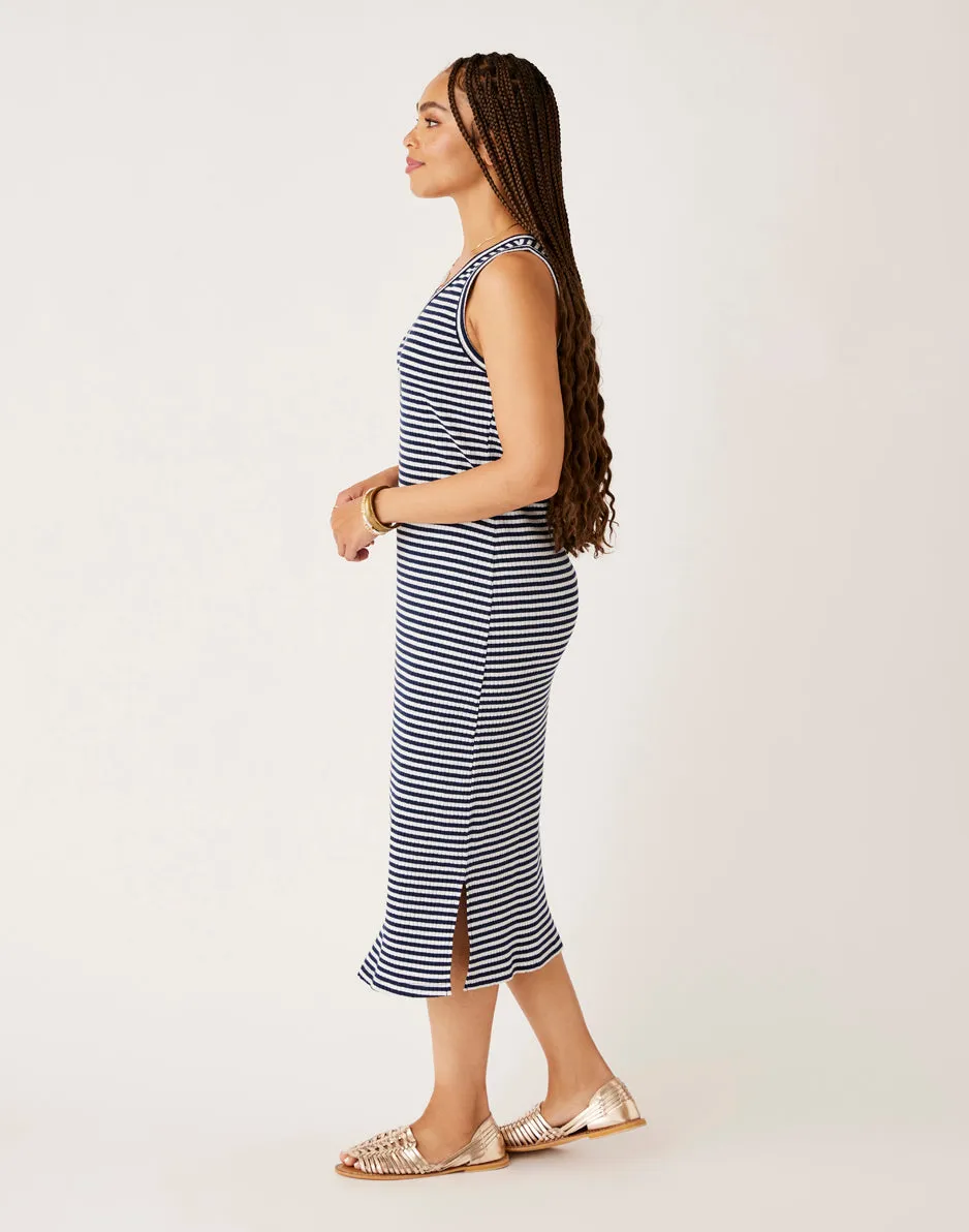 Elodie Rib Dress: Navy Stripe