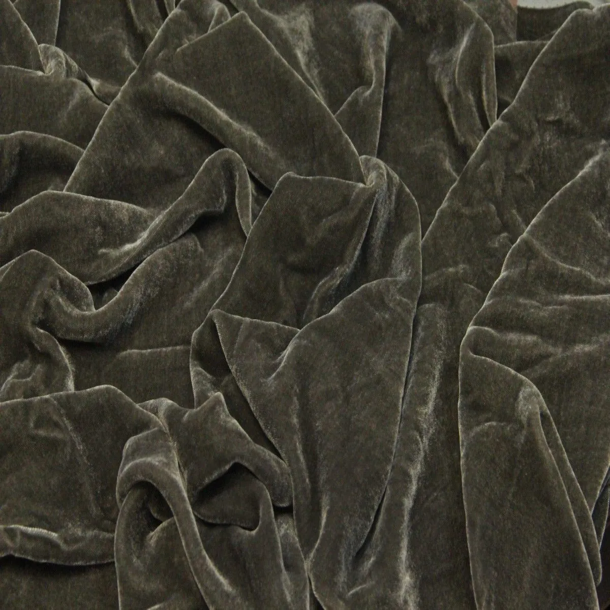 Espresso Brown Silk Velvet Fabric