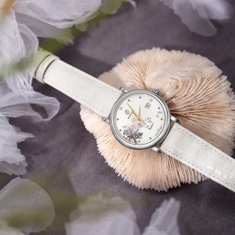 FLOWER - Swiss Quartz Movement Watch | Silver & Chrysanth