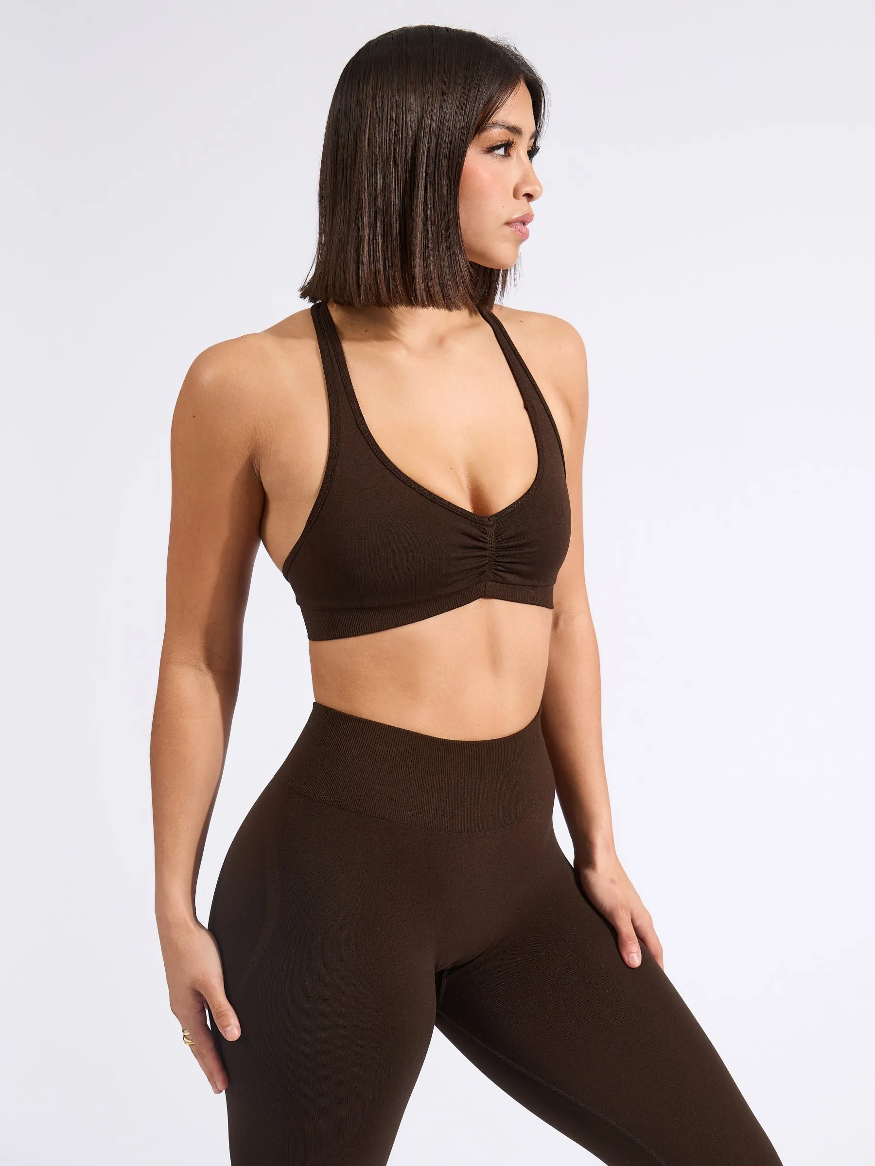 Halter Seamless Sports Bra - Cold Brew