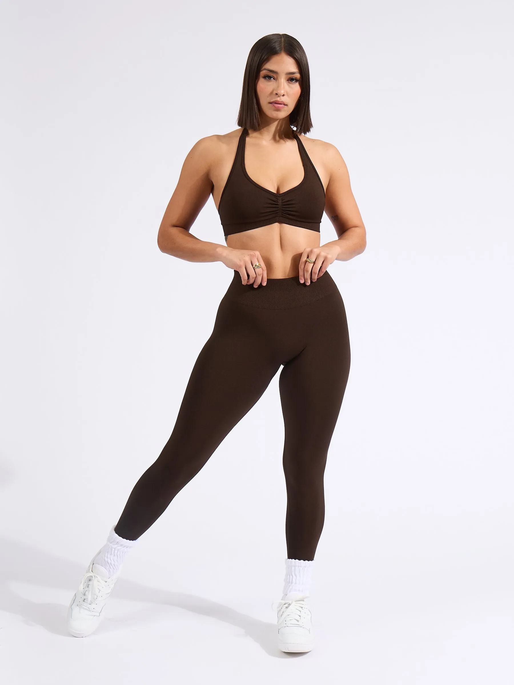 Halter Seamless Sports Bra - Cold Brew