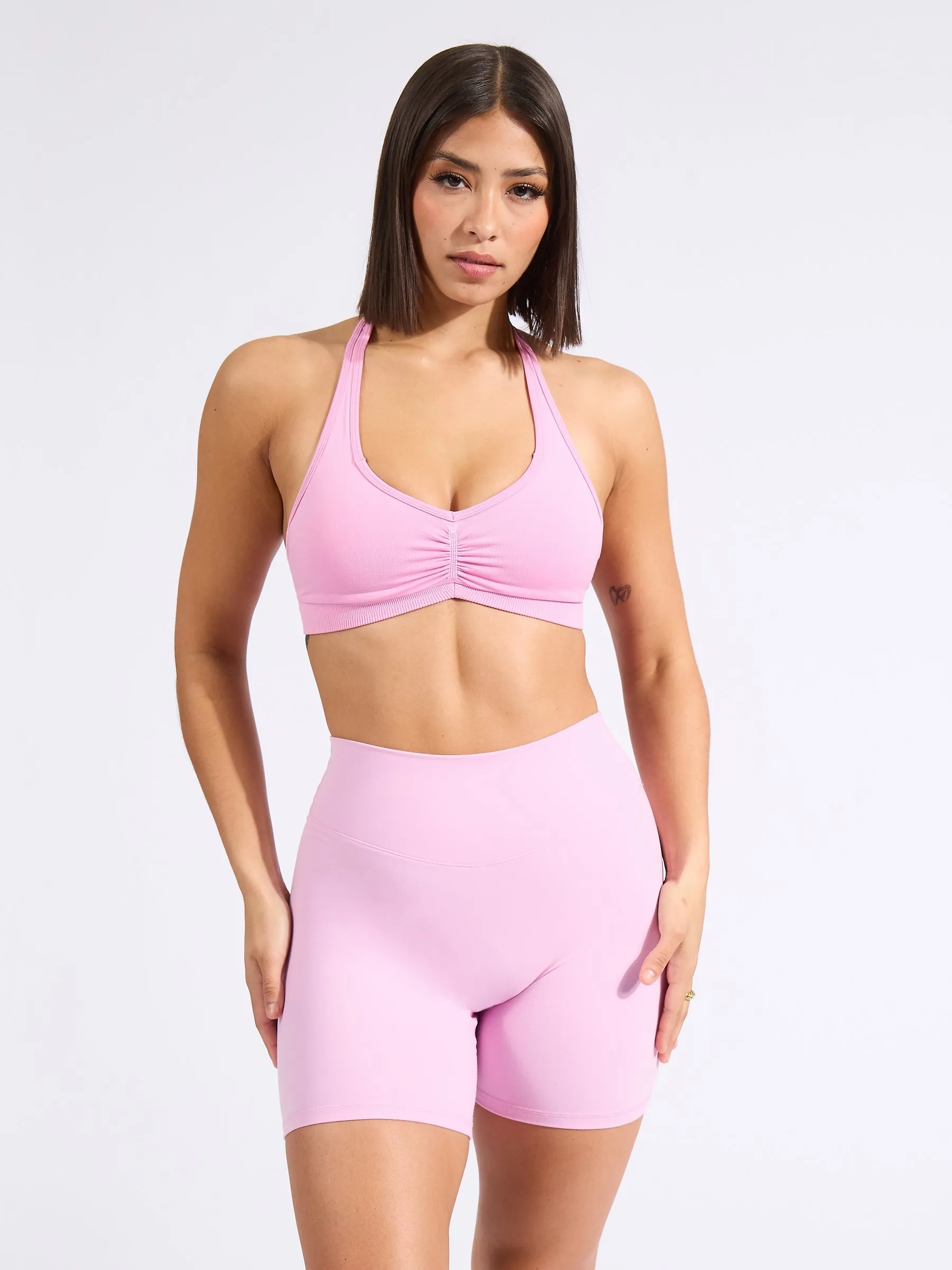 Halter Seamless Sports Bra - Lover Pink