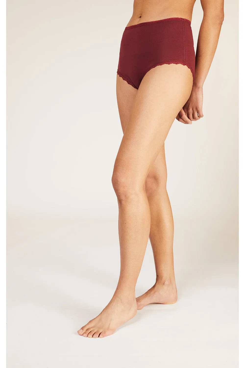 High Waist Brief in Burgundy