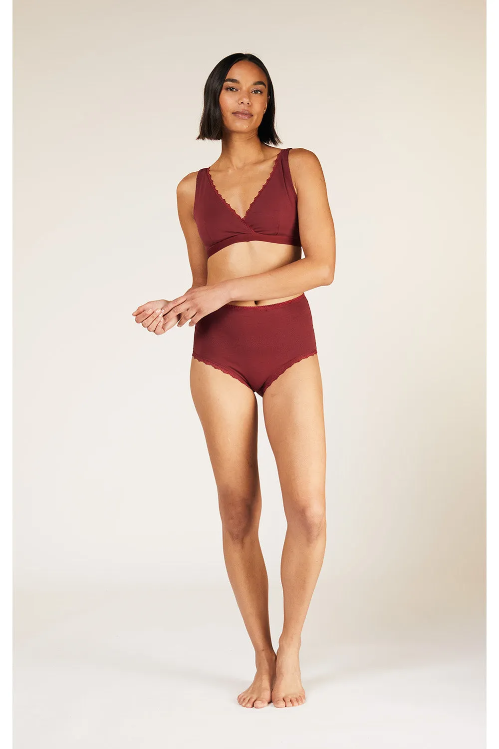 High Waist Brief in Burgundy