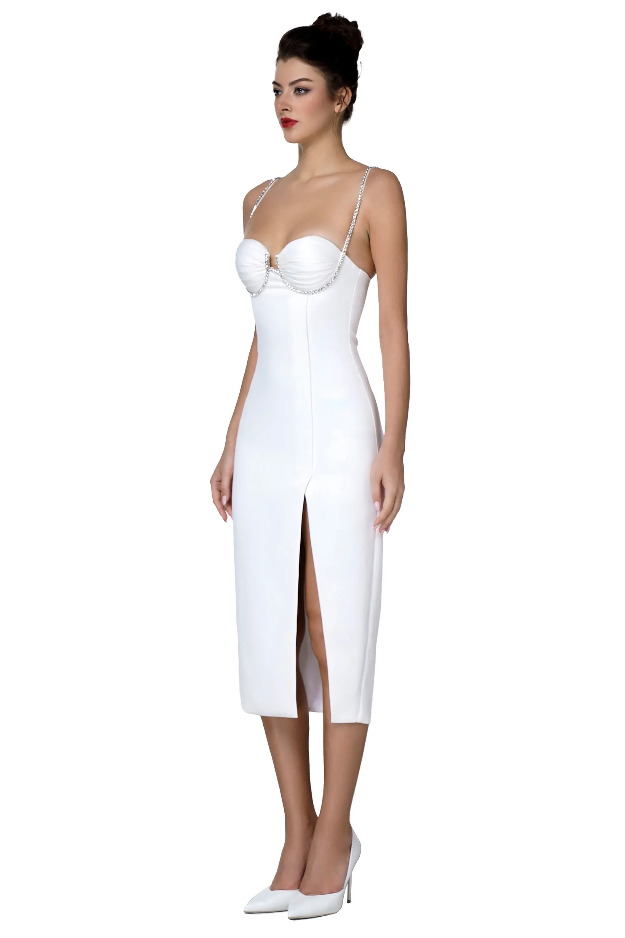 Iris White Midi Dress