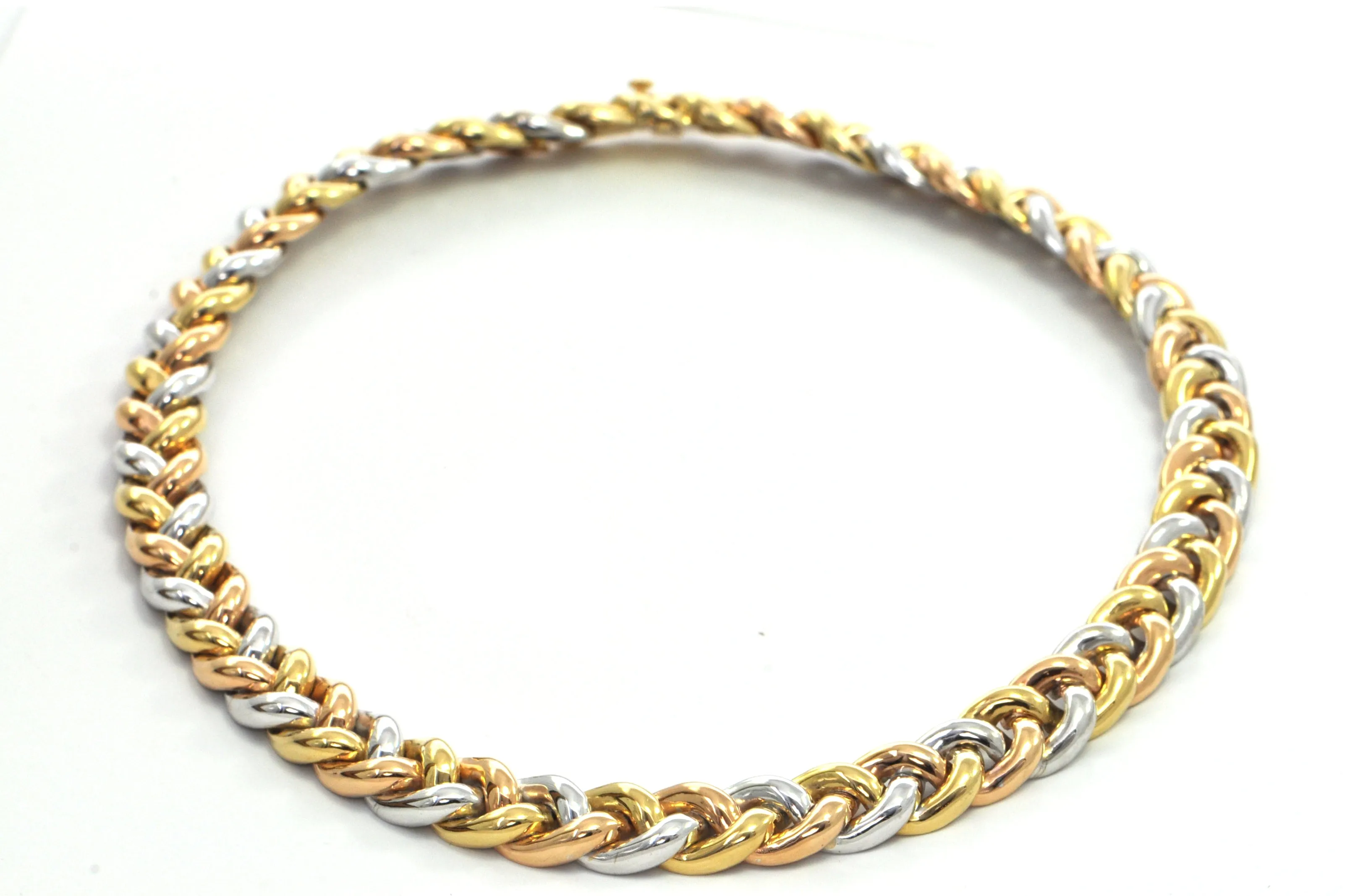 Irish Three tone 18k vintage Linked Collar Necklace