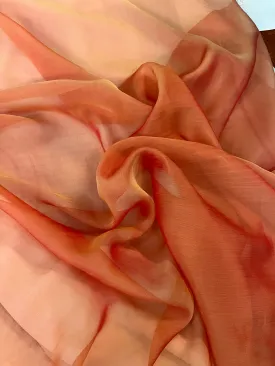 Italian Silk Chiffon - Iridescent - Salmon & Yellow